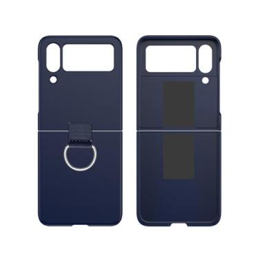 Imagem de Para Samsung Galaxy Z Flip 5 4 3 Capa macia com suporte de anel de silicone líquido para Samsung Z Flip5 Capa traseira com suporte, NavyBlueZH, para Samsung Z Flip 5