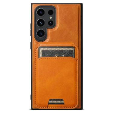 Imagem de Capa de couro com compartimentos para cartão destacáveis 2 em 1 para Samsung Galaxy S23 Ultra S22 Plus Note 20 Ultra S23 S22 Flip capa carteira magnética, laranja, para Samsung Note 20