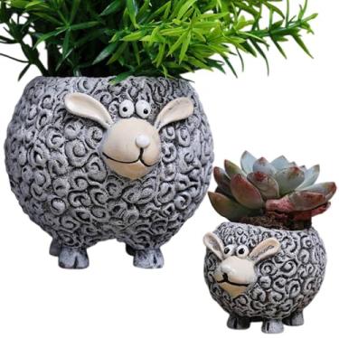 Imagem de Vaso de plantas de interior de ovelhas de cabra | Decorações de jardim para plantador de animais, suporte de plantas de bonsai para pátio, varanda, ornamento de quintal