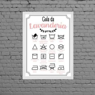 Imagem de Quadro Guia Da Lavanderia Rosa 24X18 Com Vidro Madeira Preta - Quadros