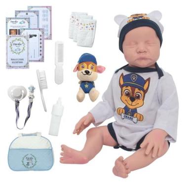 Imagem de Boneco Reborn Masculino Corpo De Silicone Enxoval Completo - Cegonha R