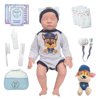 Imagem de Bebê Reborn Realista Patrulha Canina Com Bolsa Maternidade - Cegonha R