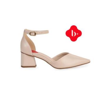 Imagem de Scarpin Bebecê Salto Bloco Tira Com Fivela Tecnologia B+, Creme, 37