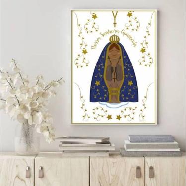 Imagem de Quadro Nossa Senhora Aparecida 24X18 Com Vidro - Branca