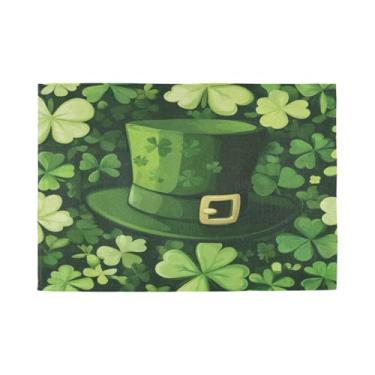 Imagem de Burbuja Jogo americano St Patrick Hat Clover, conjunto de 4, tapetes de mesa laváveis antiderrapantes, resistentes ao calor, para cozinha, mesa de jantar, ambientes internos e externos