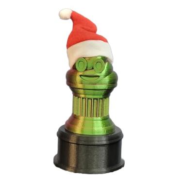 Imagem de Znet3D Troféu Emoji de Papai Noel com mini chapéu de Papai Noel no pedestal preto - Celebre as férias com nossos troféus neste Natal - Honre seus amigos, sua família, sua equipe ou seus colegas de
