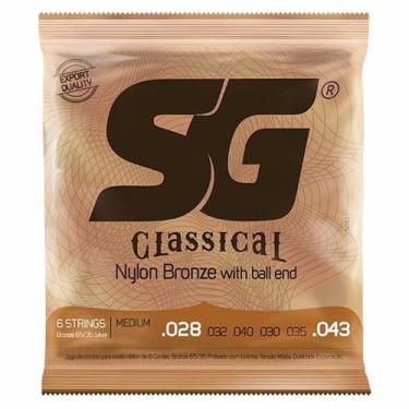 Imagem de Encordoamento Cordas Violão Nylon Tensão Média C/ Bolinha Sg, Único, D