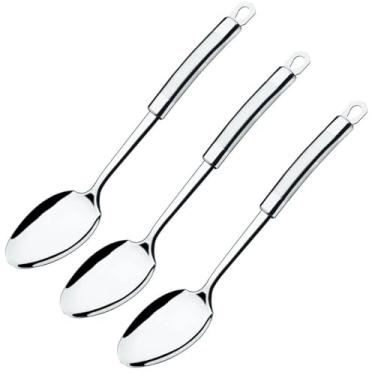 Imagem de Kit 3 Colheres de Servir 32,5cm Inox Top Pratic Brinox Restaurante Cozinha Buffet