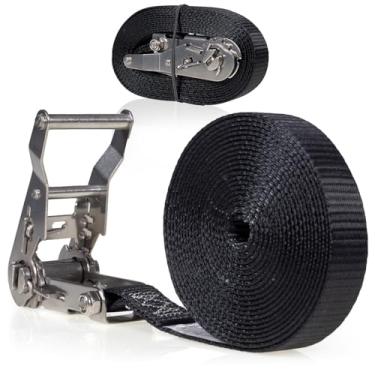 Imagem de US Cargo Control Correias de catraca infinitas 2,5 cm x 15' (embalagem com 2), resistência à ruptura de 1,5 kg, amarração de aço inoxidável, tiras de amarração marítimas para barcos, quadriciclos