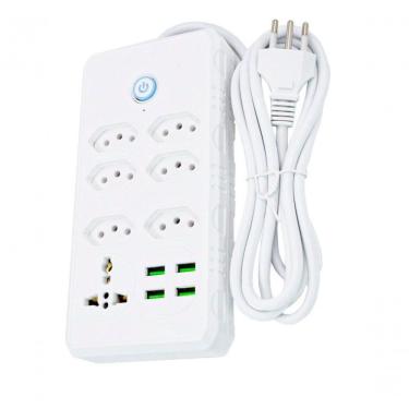Imagem de Filtro De Linha Régua Extensão Com 4 Tomadas 4 Usb Com Controle De Ligar E Desligar 2m...