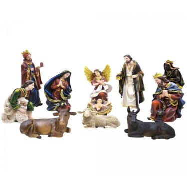 Imagem de Presépio Completo Natalino 11 Peças 23cm Enfeite Resina