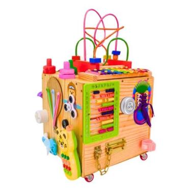 Imagem de Cubo Sensorial Com 19 Atividades Educativa Montessori Grande - MEGA TO
