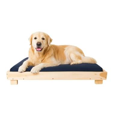 Imagem de Cama Caminha para Pet Cachorro Gato Grande 90x70 com Colchão Macio e Durável, Em Madeira Resistente