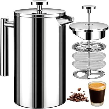 Imagem de Cafeteira French Press Cafeteira com Filtro de 4 Estágios e Isolamento Duplo, 700 ml Prensa Francesa, Cafeteira Prensa Francesa de Aço Inoxidável
