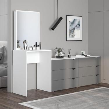 Imagem de Cômoda Penteadeira 6 Gavetas com Espelho Porto