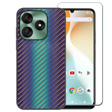 Imagem de Ranyi Capa para BLU G64L G1050WW com protetor de tela, padrão ondulado gradiente colorido, fina, flexível, proteção de TPU (poliuretano termoplástico), capa de borracha de silicone para BLU G64L (2025