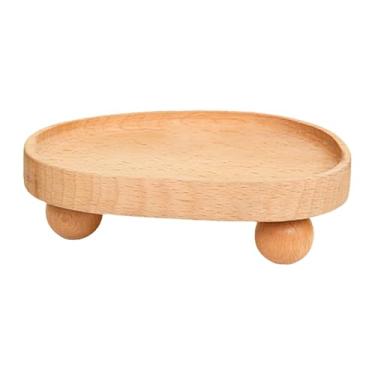 Imagem de UGPLM Bandeja de madeira com pedestal, suporte para pratos, travessas, expositor de joias para lareira, armário, garrafas de café, suporte para velas