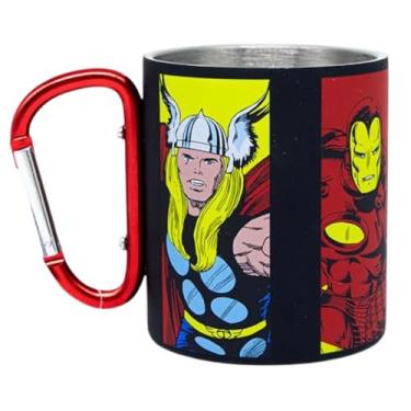 Imagem de Zona Criativa – Caneca Mosquetão 300ml Marvel | Caneca Térmica c/Alça Mosquetão e Corpo Emborrachado – Ideal p/Prender Na Mochila e Cordões - Leve em Passeios e Festas sem Perder - Tamanho Ideal