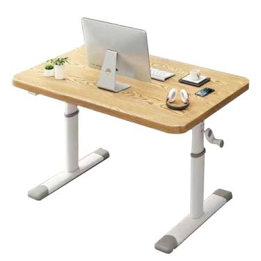 Imagem de Mesa de suporte sentado, mesa de computador com manivela altura ajustável 63 ~ 90 cm/24,8 ~ 35,4 polegadas pernas de mesa reforçada borda de mesa redonda mesa laptop mesa de trabalho casa escritório