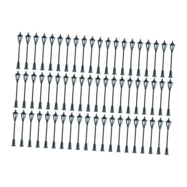 Imagem de Fenteer Miniaturas de postes de luz em escala HO/OO (1:75) para maquetes de trens e jardins de fadas, dioramas, pátios e adereços fotográficos, 60 Peças