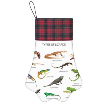 Imagem de SKKNT Diferentes tipos de meias de Natal com estampa de lagarto, animais de estimação, decoração de Natal, cães, gatos, árvores, doces, presente, conveniente