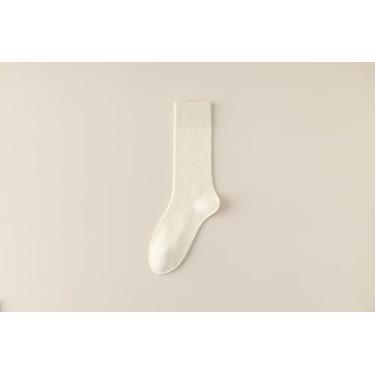 Imagem de Meias femininas antibolinhas perfumadas desodorizantes, 53,5% algodão, meias térmicas de inverno, pacote com 12,7 cm branco creme