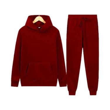 Imagem de Conjunto De Moletom Masculino Com Capuz Grosso Para Outono, Inverno E 