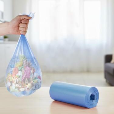 Imagem de 5 sacos de lixo para cozinha, escritório, banheiro, ao ar livre, grandes sacos de lixo descartáveis, descarte multiuso, Azul, 17.7X19.6inch