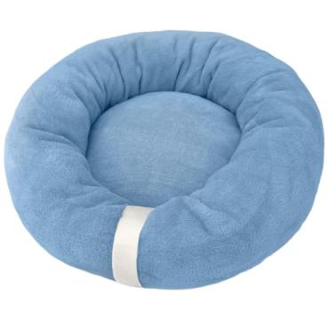 Imagem de Cama Gato e Cachorro Ninho Médio Nuvem Soft Macio Caminha Pet Lavável Donut Fundo Impermeável(Azul Celeste)