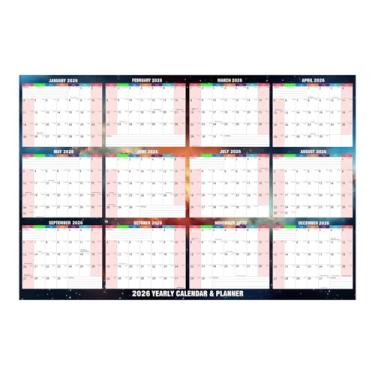 Imagem de Calendário De Parede 2026-61 X 86 cm de Verificação Apagável a Seco Dupla Face,Calendário De Parede Anual | Para Hábitos Leitura Estudo Tarefas Limpeza Exercício Aniversário E