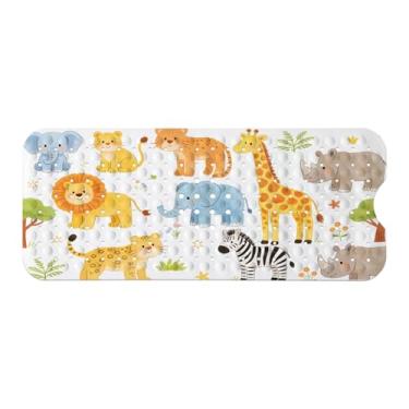 Imagem de Tapete de banheira infantil, tapete de banho antiderrapante com desenho animado para crianças e crianças, animais selvagens, antiderrapante, tapete de segurança para banheira com ventosas fortes