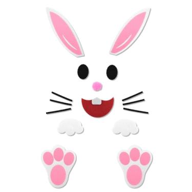 Imagem de Adesivos de parede de coelho de feltro para decoração de festa de Páscoa, acessórios de artesanato DIY para decoração de janela de casa