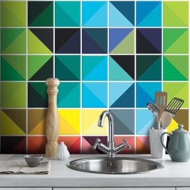 Imagem de Papel de Parede Azulejo para Cozinha Triângulo - TACOLADO PAPEL DE PAR