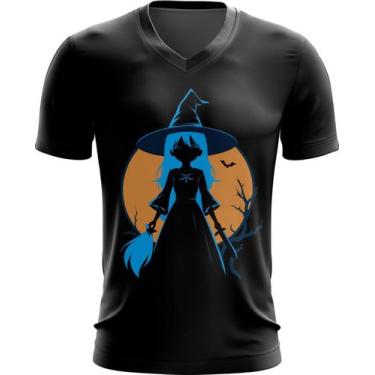 Imagem de Camiseta Gola V Bruxa Halloween Azul Festa 11 - Kasubeck Store®, XG