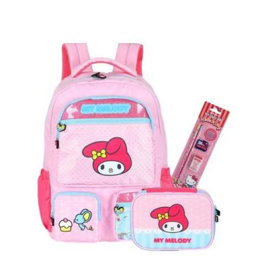 Imagem de Kit Mochila My Melody Costas Hello Kitty Estojo Box Meninas - Luxcel, 