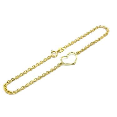 Imagem de Pulseira Em Ouro 18k Bailarina com Coração Berloque Pingente Bracelete