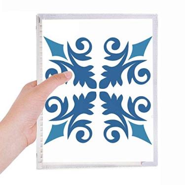 Imagem de Caderno decorativo Marrocos floral azul com estampa de folhas soltas diário recarregável