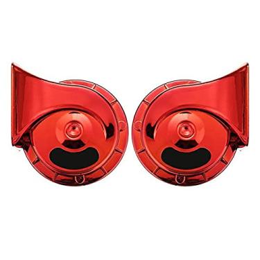 Imagem de Buzina de ar super alta 12V 1 par buzina elétrica de caracol Speeker à prova d'água universal carro motocicleta caminhão barco 400DB elétrico alto caracol buzina de ar sirene kit de buzinas de trem (cor: vermelho)