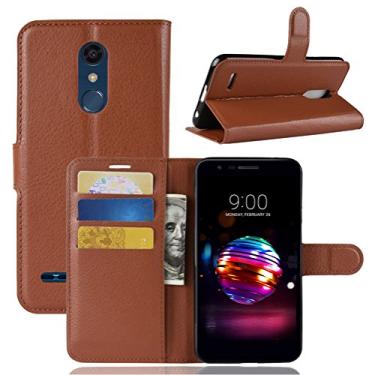 Imagem de Capa para LG K10 2018, carteira flip de couro PU premium com compartimento para cartão, suporte e fecho magnético [capa interior à prova de choque de TPU] Compatível com LG K10 2018