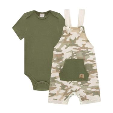Imagem de Conjunto Infantil Body Jardineira Moletom Camuflado Luc.Boo-Masculino