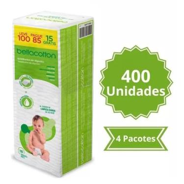 Imagem de Algodão quadrado bebê bellacotton hidrófilo 400 unidades