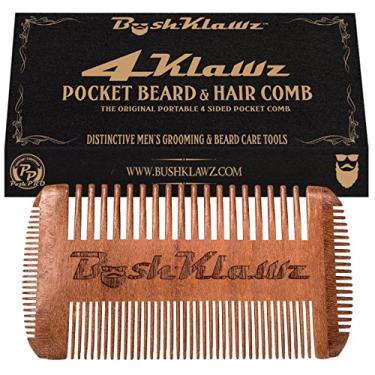Imagem de Pente de barba 4Klawz - pente de bolso para cabelo masculino, bigode e costeletas com 4 lados de dentes largos e finos - Melhor de cuidados pessoais para homens barbudos