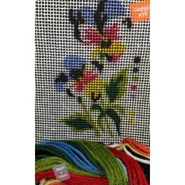 Imagem de Como comprar talagarça Kit completo tela pintada lã agulha e manual - 