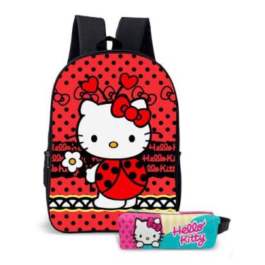 Imagem de Kit Mochila com Estojo Escolar Infantil Menina Hello Kitty  - Use Thuc