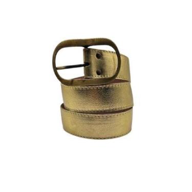 Imagem de Cinto feminino couro dourado qualidade MA988 - Barão do Couro, Dourado