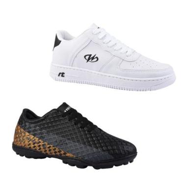 Imagem de Kit Chuteira Society E Tênis Estilo Retrô Runway Masculino, 42, Preto,