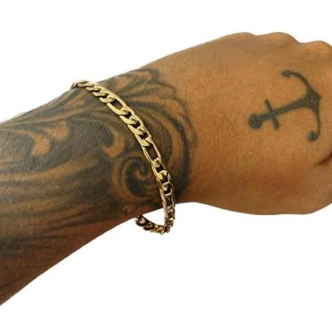 Imagem de Pulseira Masculina Grumet 3x1 Banhada Ouro 18k Fecho Gaveta - Azmar Se