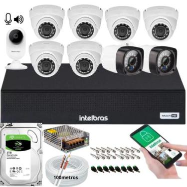 Imagem de Kit 9 Câmeras Multi Hd Dvr Intelbras 8 Canais Com Hd 3tb com Audio