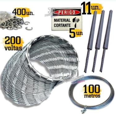 Imagem de Kit cerca cortante concertina farpada 30cm - completo 50m - K. Metalur