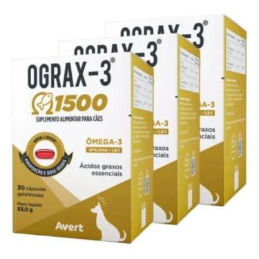 Imagem de 3 Ograx-3 1500mg Suplemento Alimentar para cachorro cão cães e gatos